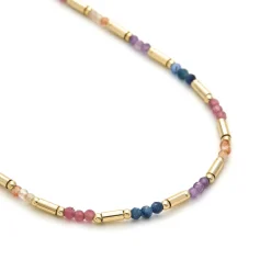 Collar de Cristal Multicolor acabado en oro amarillo de 18k - Athas