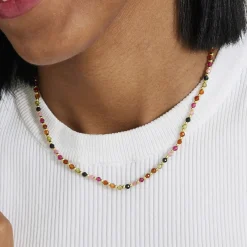Collar de Cristal Multicolor acabado en oro amarillo 18K - Irfoa