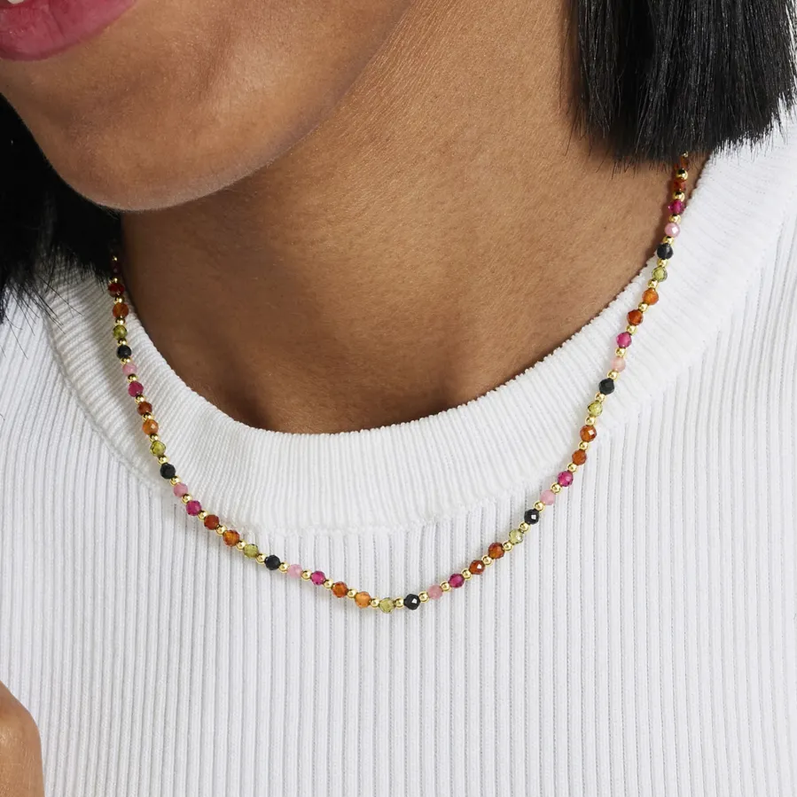 Collar de Cristal Multicolor acabado en oro amarillo 18K - Irfoa