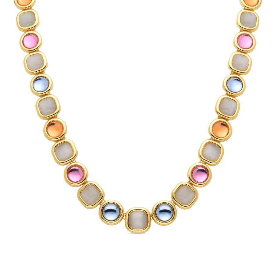 Collar de Cristal Multicolor acabado en oro amarillo 18K - Mantis