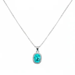 Collar de Cuarzo Hidrotermal Verde Paraiba acabado en rodio - Lynor