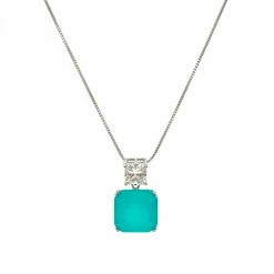 Collar de Cuarzo Hidrotermal Verde Paraiba Acabado En Plata - Bodet