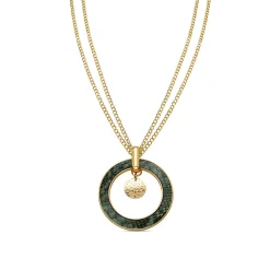 Collar de Cuero Verde Claro acabado en oro amarillo 18K - Amta