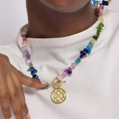 Collar de Fluorita acabado en oro amarillo 18K - Diri