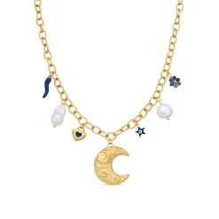 Collar de Lacado Azul acabado en oro amarillo 18k - Lynou