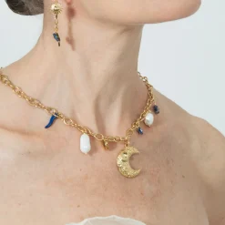 Collar de Lacado Azul acabado en oro amarillo 18k - Lynou