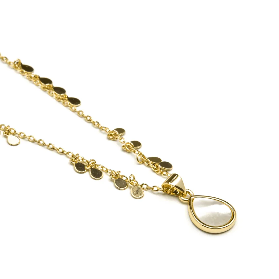 Collar de Madreperla Blanca acabado en oro amarillo 18K - Lain
