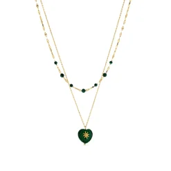 Collar de Malaquita acabado en rodio - Besya