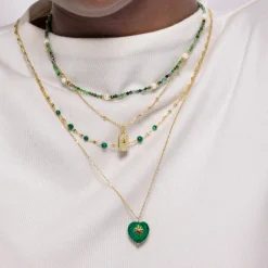 Collar de Malaquita acabado en rodio - Besya