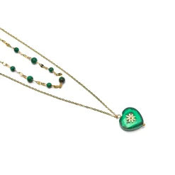 Collar de Malaquita acabado en rodio - Besya