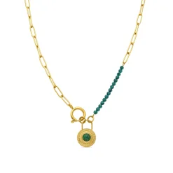 Collar de Malaquita acabado en oro amarillo 18K- Mossir