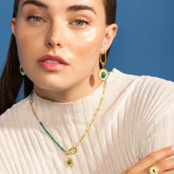 Collar de Malaquita acabado en oro amarillo 18K- Mossir
