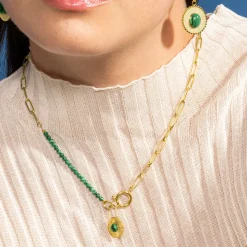 Collar de Malaquita acabado en oro amarillo 18K- Mossir