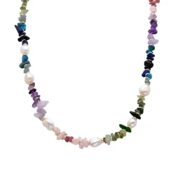 Collar de Multicolor Piedra Natural acabado en oro amarillo 18K - Kasyo