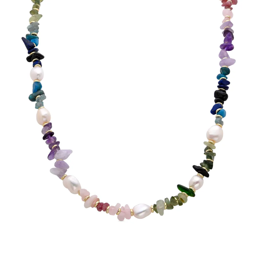 Collar de Multicolor Piedra Natural acabado en oro amarillo 18K - Kasyo