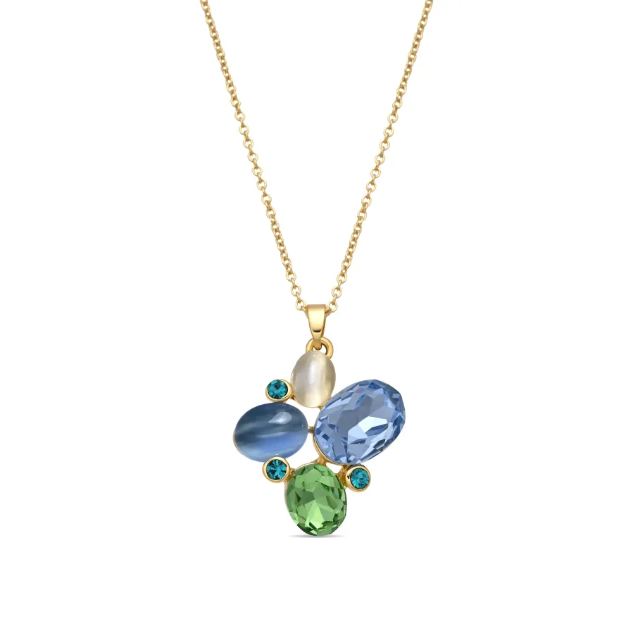 Collar de Ojo de Gato Azul acabado en oro amarillo 18k - Anxobu