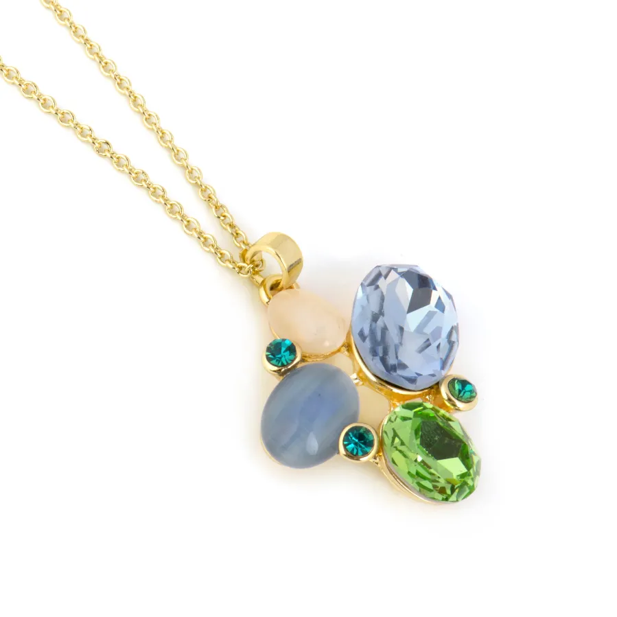Collar de Ojo de Gato Azul acabado en oro amarillo 18k - Anxobu