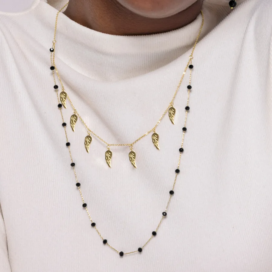 Collar de Onix acabado en oro amarillo 18K - Omka