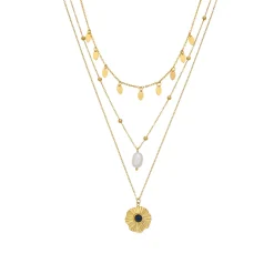 Collar de Perla Blanca acabado en oro amarillo 18k - Kixo