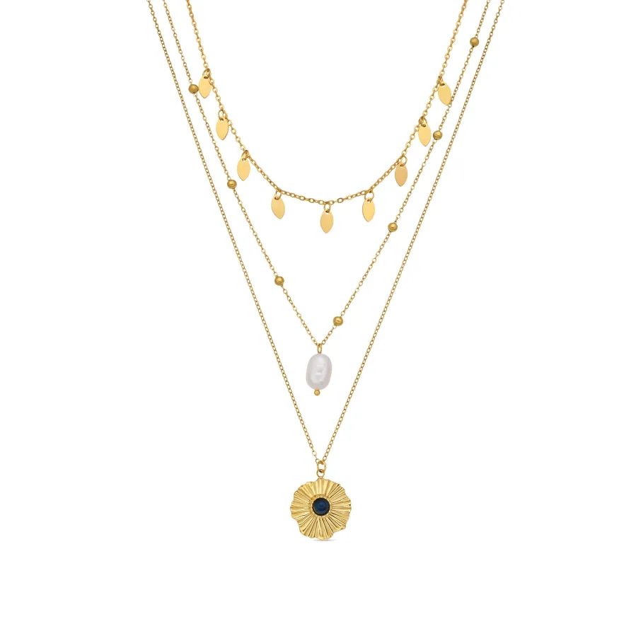 Collar de Perla Blanca acabado en oro amarillo 18k - Kixo