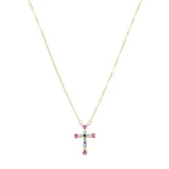 Collar de Plata de Ley 925 con Circonita Multicolor acabado en oro amarillo 18K - Syke