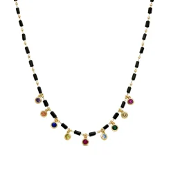 Collar de Plata de Ley 925 con Circonita Multicolor acabado en oro amarillo 18K - Vusak