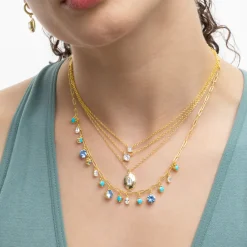 Collar de Plata de Ley 925 con Circonita Brillante acabado en oro amarillo 18K - Keval