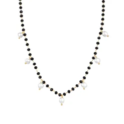 Collar de Plata de Ley 925 con Perla Blanca acabado en oro amarillo 18K - Seika