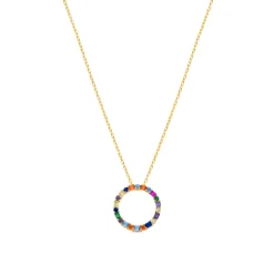 Collar de Plata de Ley 925 con Circonita Multicolor acabado en oro amarillo 18K - Hrius