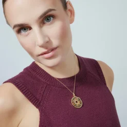 Collar de Plata de Ley 925 con Circonita Multicolor acabado en oro amarillo 18K - Xodoa