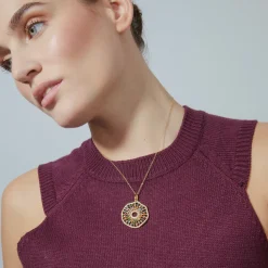 Collar de Plata de Ley 925 con Circonita Multicolor acabado en oro amarillo 18K - Xodoa
