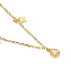 Collar de Plata de Ley 925 con Circonita Brillante acabado en oro amarillo 18K - Estrella