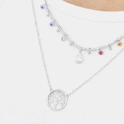 Collar de Plata de Ley 925 con Circonita Brillante acabado en rodio - Arbol Vida