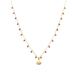 Collar de Plata de Ley 925 con Cristal Rojo acabado en oro amarillo 18K - Erilah