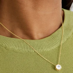 Collar de Plata de Ley 925 con Circonita Brillante acabado en oro amarillo 18K - Imrak