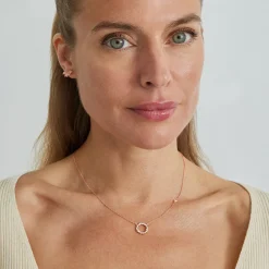 Collar de Plata de Ley 925 con Circonita Brillante acabado en oro rosa 18K - Thilak