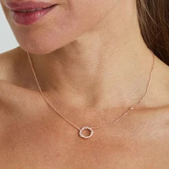 Collar de Plata de Ley 925 con Circonita Brillante acabado en oro rosa 18K - Thilak