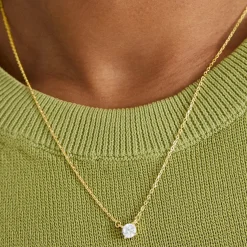 Collar de Plata de Ley 925 con Circonita Brillante acabado en oro amarillo 18K - Keval