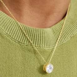 Collar de Plata de Ley 925 con Circonita Brillante acabado en oro amarillo 18K - Imrak