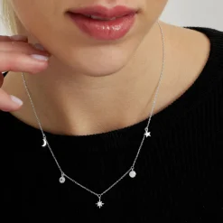 Collar de Plata de Ley 925 con Circonita Brillante acabado en rodio - Oyazia