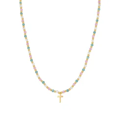 Collar de Plata de Ley 925 con Cristal Multicolor acabado en oro amarillo 18K - Liwa