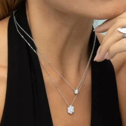Collar de Plata de Ley 925 con Circonita Brillante acabado en rodio - Keval