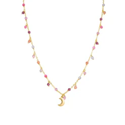 Collar de Plata de Ley 925 con Cristal Multicolor acabado en oro amarillo 18K - Aiel