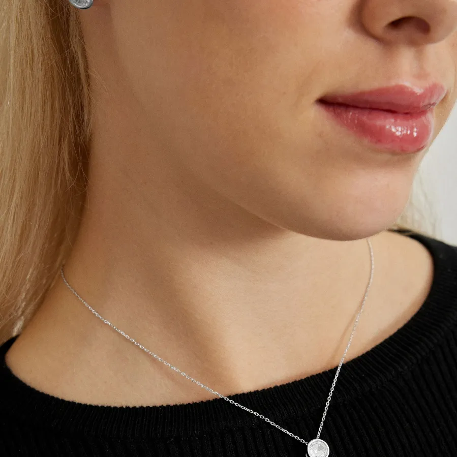 Collar de Plata de Ley 925 con Circonita Brillante acabado en rodio - Imrak