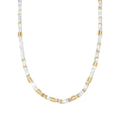 Collar de Plata de Ley 925 con Madreperla Blanca acabado en oro amarillo 18K - Wicoy