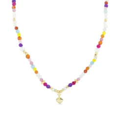 Collar de Plata de Ley 925 con Cristal Multicolor acabado en oro amarillo 18K - Nymox