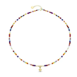 Collar de Plata de Ley 925 con Cristal Multicolor acabado en oro amarillo 18K - Nymox