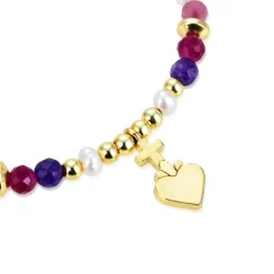 Collar de Plata de Ley 925 con Cristal Multicolor acabado en oro amarillo 18K - Nymox