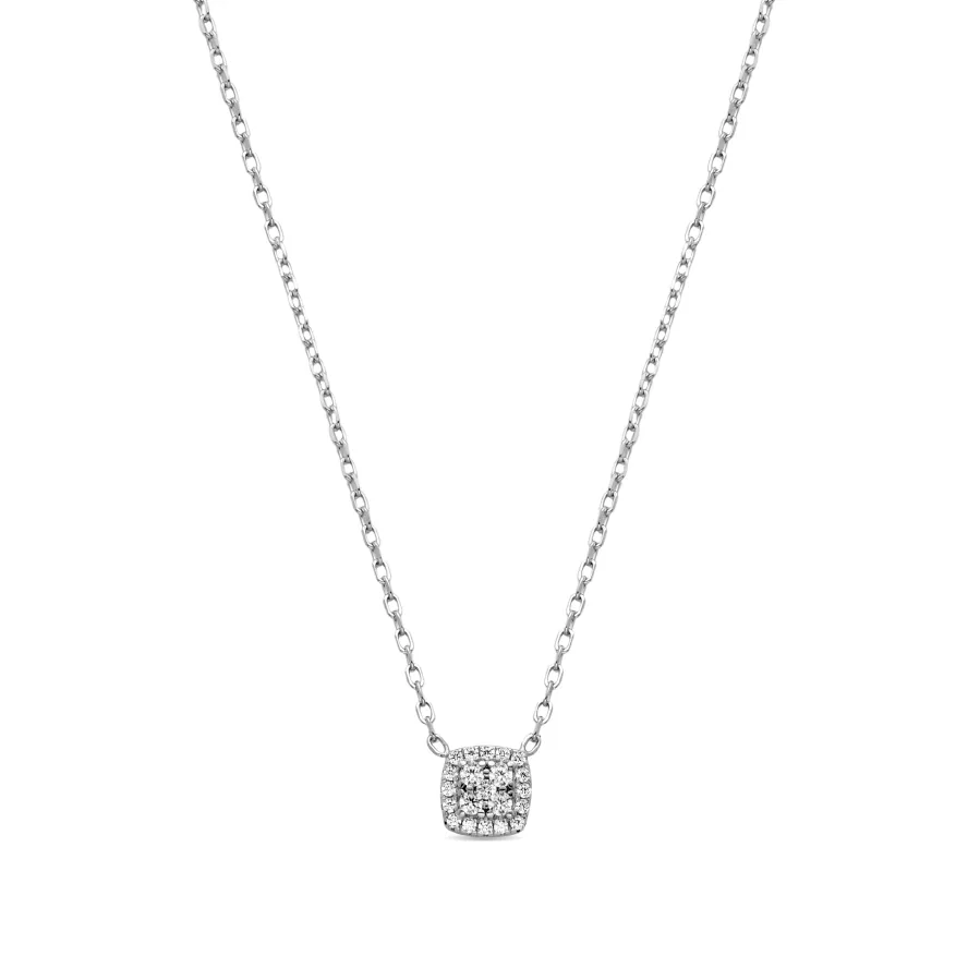 Collar de Plata de Ley 925 con Circonita Brillante acabado en rodio - Amanba