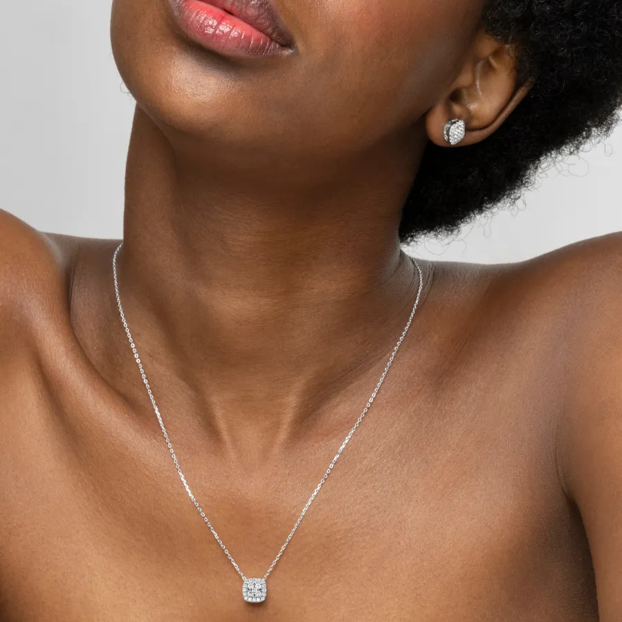 Collar de Plata de Ley 925 con Circonita Brillante acabado en rodio - Amanba